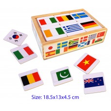 Wooden Memory Game Flags of the World